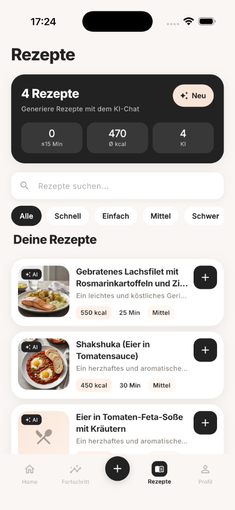 Rezepte direkt loggen